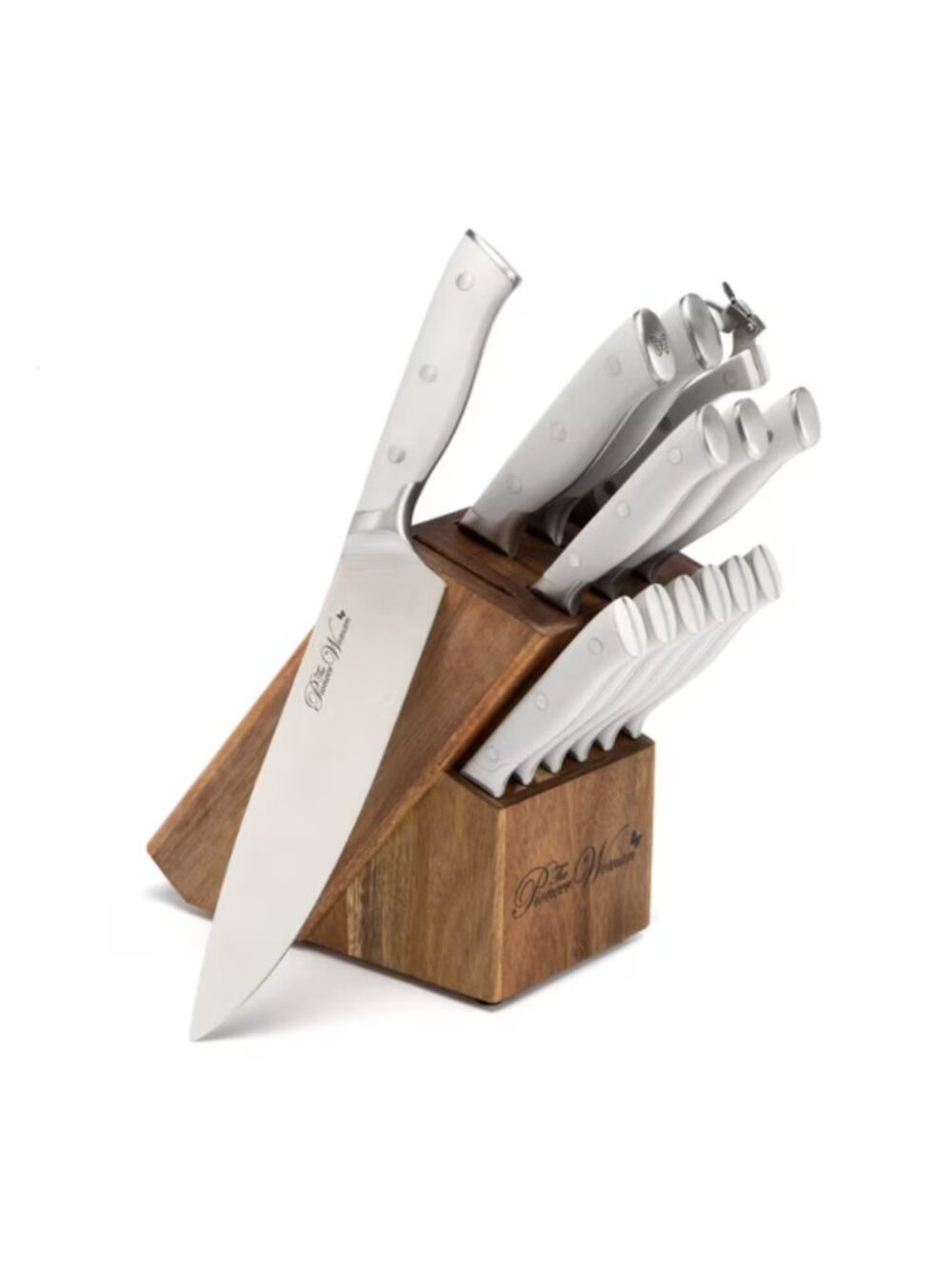 The Pioneer Woman Home Gray 14 Piece Stainless Steel Knife Set with Wooden Block